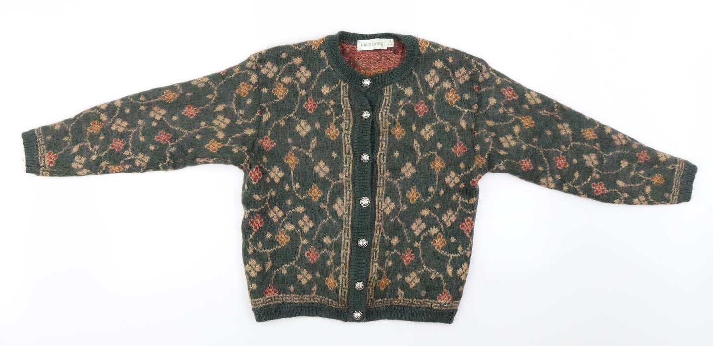 Holmewood  Womens Green Floral  Cardigan Jumper Size M