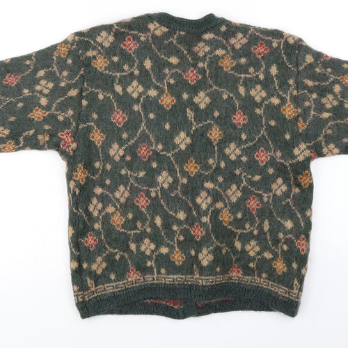 Holmewood  Womens Green Floral  Cardigan Jumper Size M