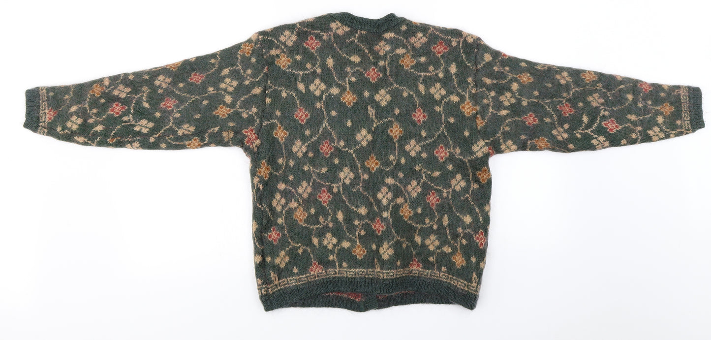 Holmewood  Womens Green Floral  Cardigan Jumper Size M