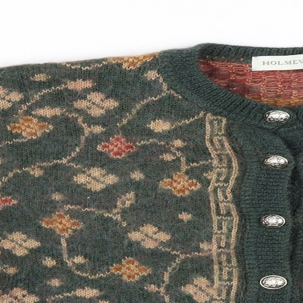 Holmewood  Womens Green Floral  Cardigan Jumper Size M