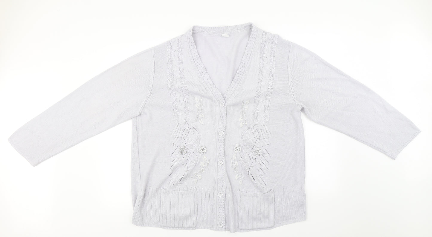 Preworn Womens Grey   Cardigan Jumper Size 22