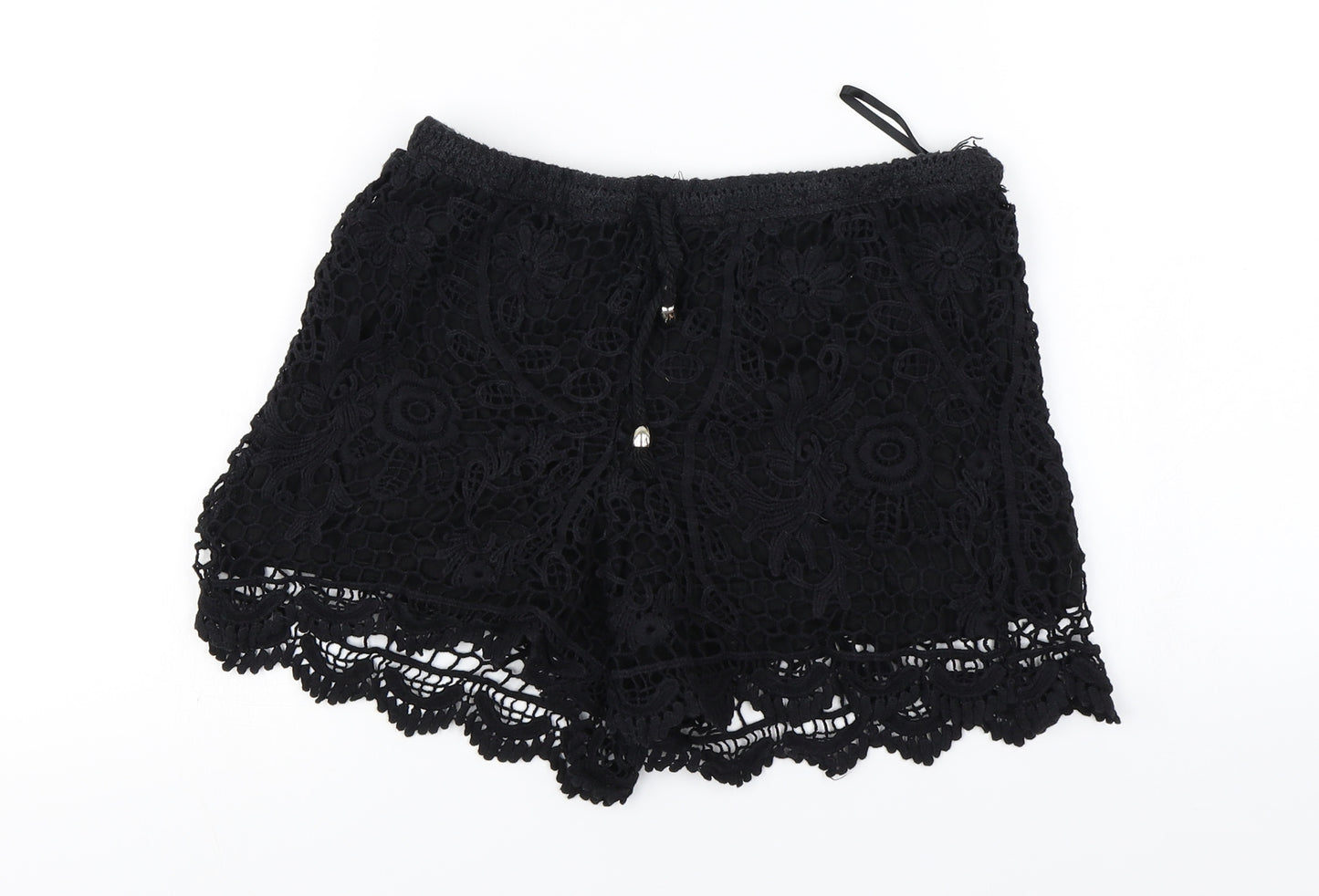 New Look  Womens Black Floral  Cut-Off Shorts Size M