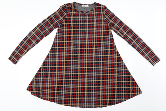 Front view of Glamorous women’s purple check a-line, size XS