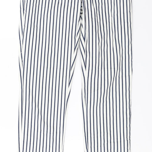 H&M  Womens White Striped  Trousers  Size 6 L26 in