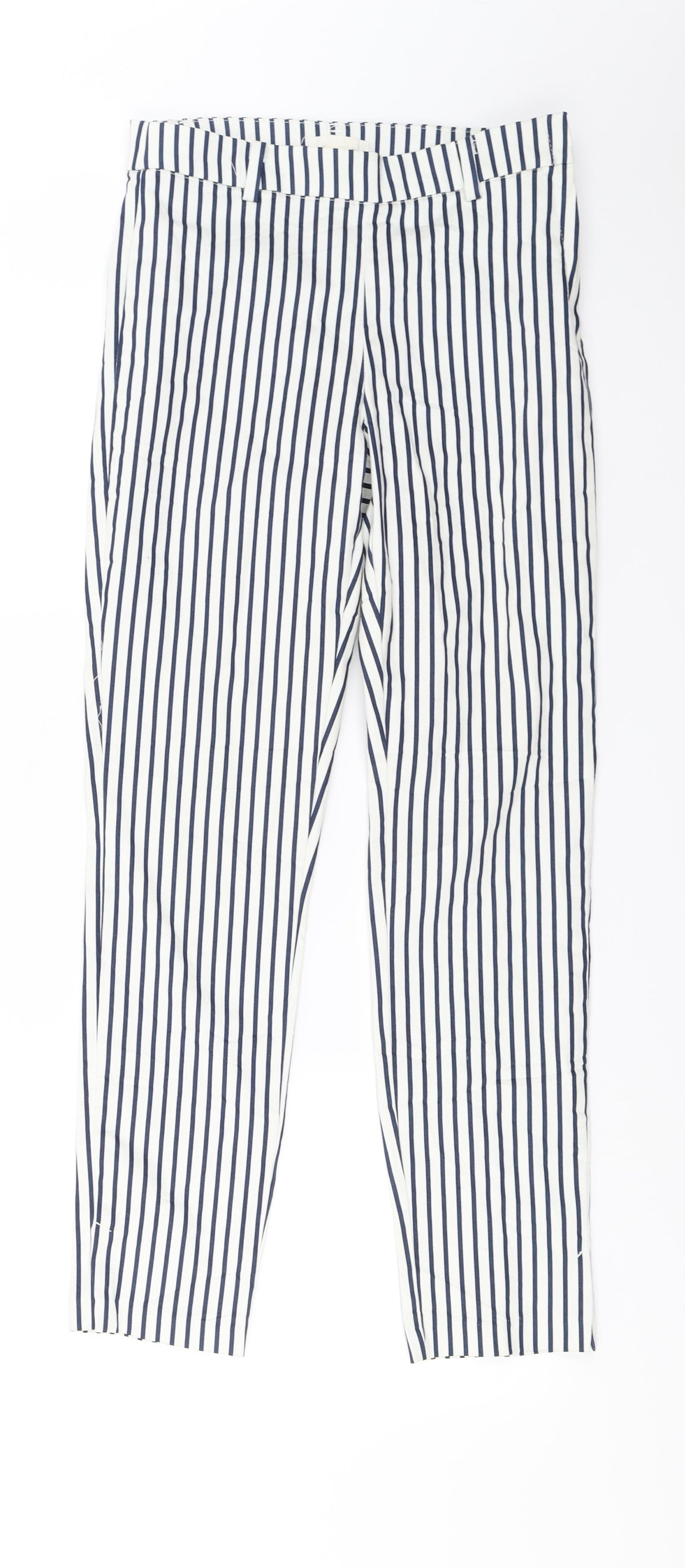 H&M  Womens White Striped  Trousers  Size 6 L26 in
