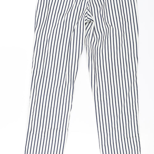 H&M  Womens White Striped  Trousers  Size 6 L26 in