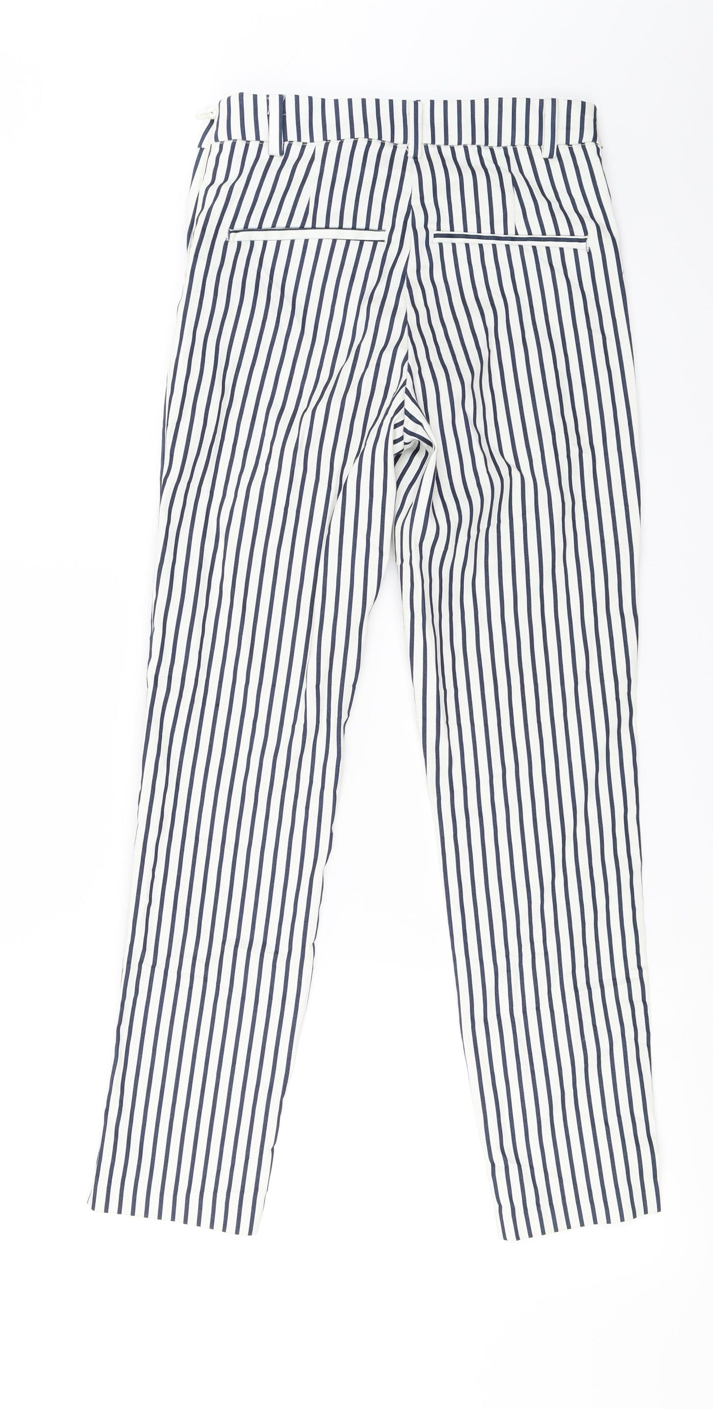 H&M  Womens White Striped  Trousers  Size 6 L26 in