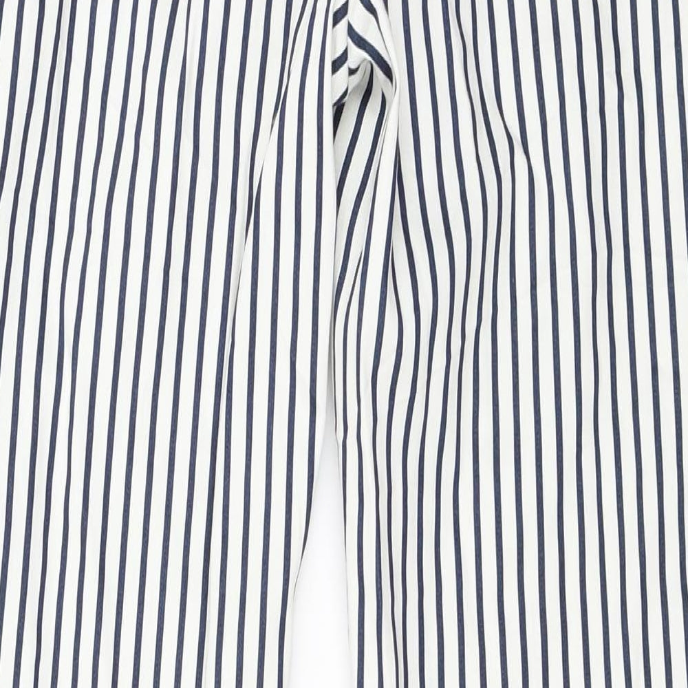 H&M  Womens White Striped  Trousers  Size 6 L26 in