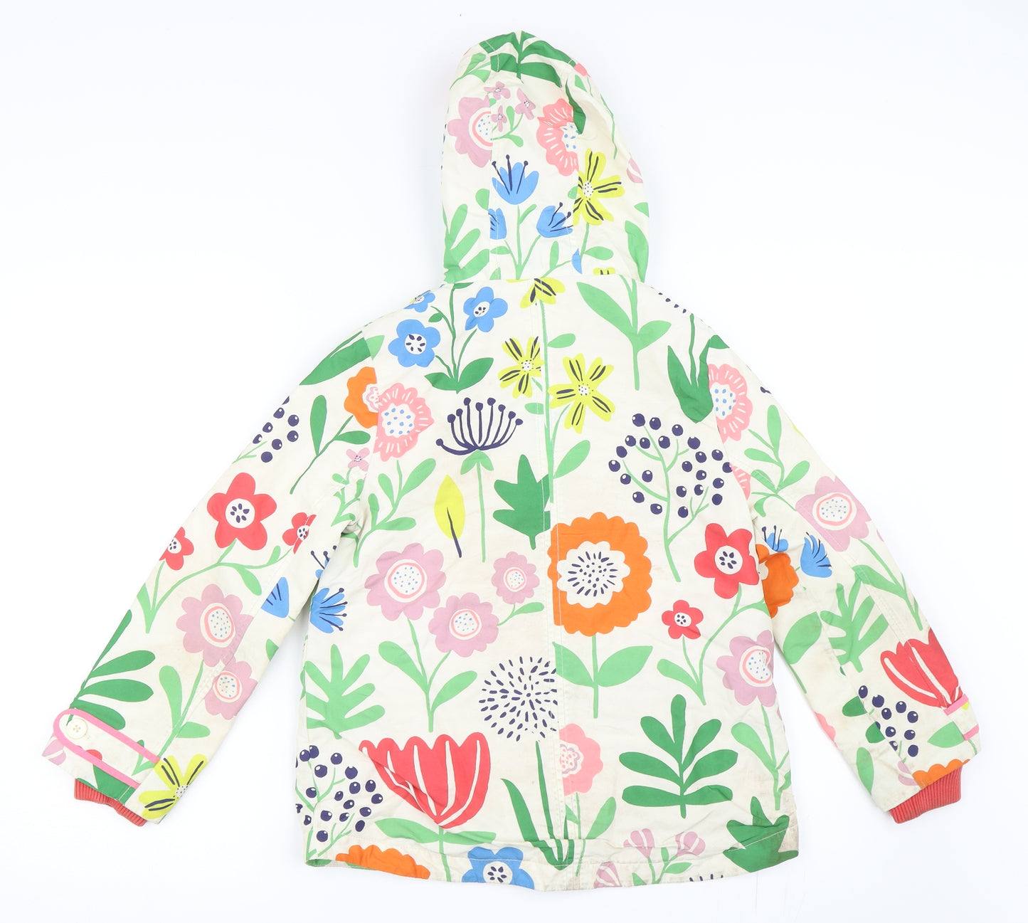 Mini Boden Girls Ivory Floral  Basic Coat Coat Size 9-10 Years