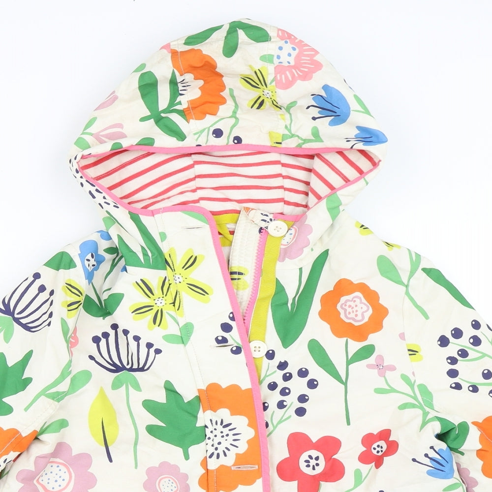 Mini Boden Girls Ivory Floral  Basic Coat Coat Size 9-10 Years