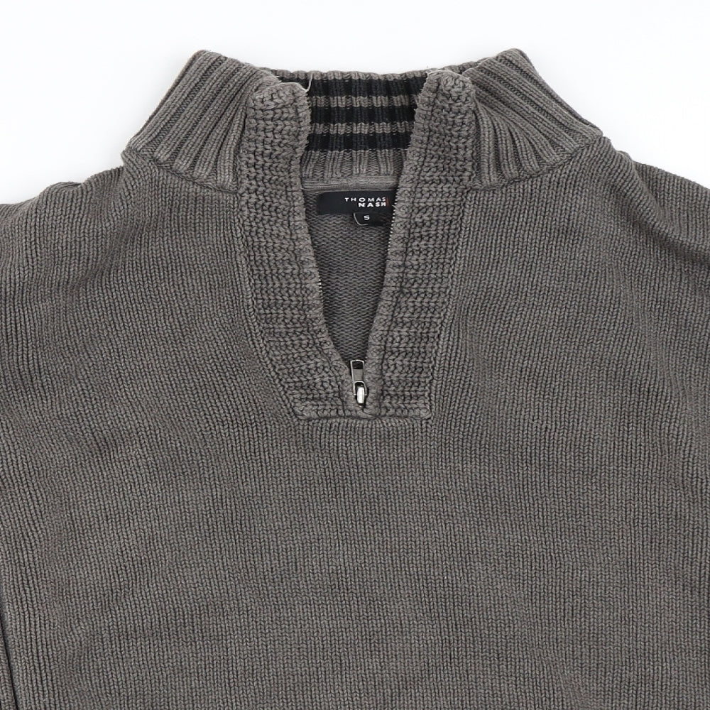 Thomas Nash Mens Grey   Henley Jumper Size S