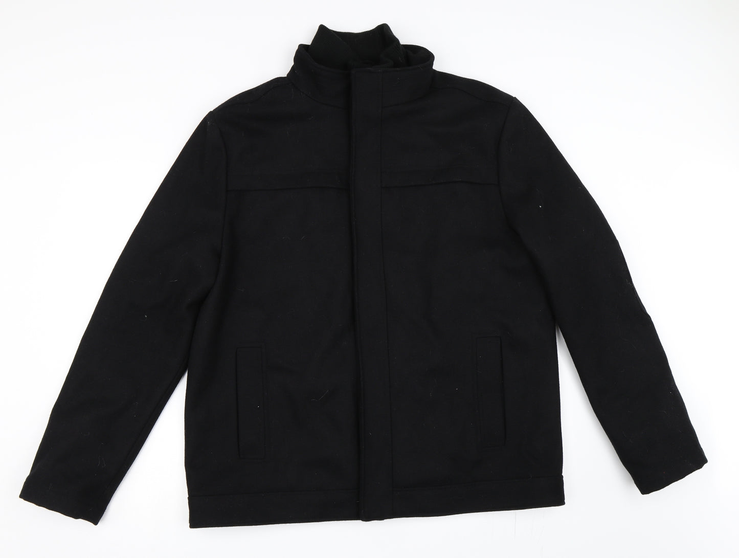 Burton Mens Black   Overcoat Coat Size L