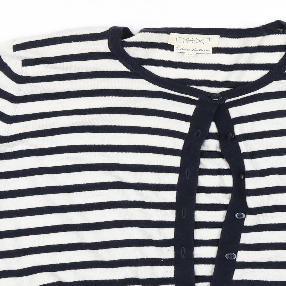 NEXT Womens Blue Striped  Cardigan Jumper Size 18