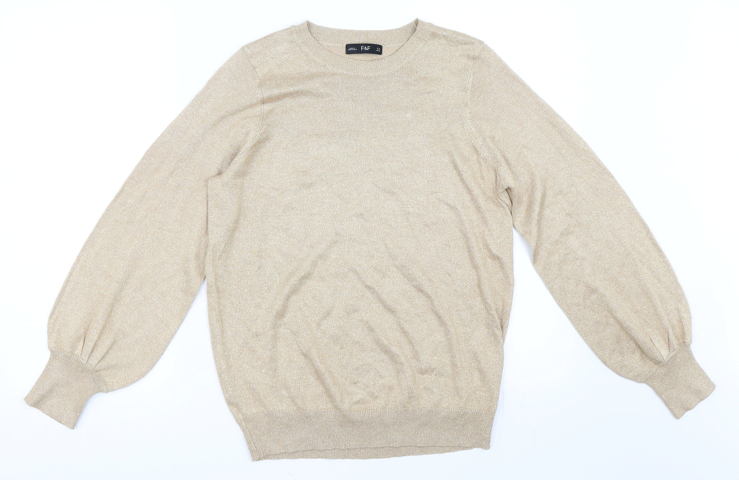 F&F Womens Gold   Pullover Jumper Size 14