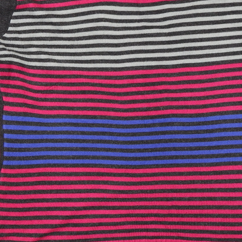Per Una Womens Grey Striped  Cardigan Jumper Size 12