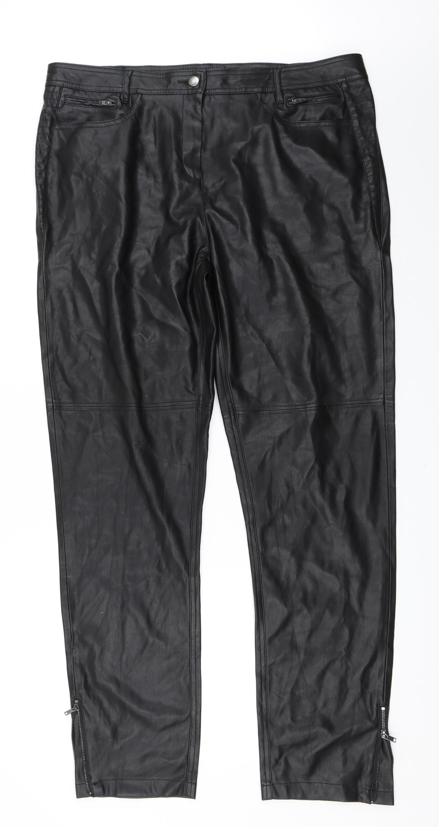 Long Tall Sally Womens Black   Skinny Jeans Size 20 L32 in - faux leather trousers