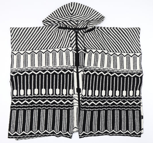 Front view of F&F women’s black geometric cape jumper, size M