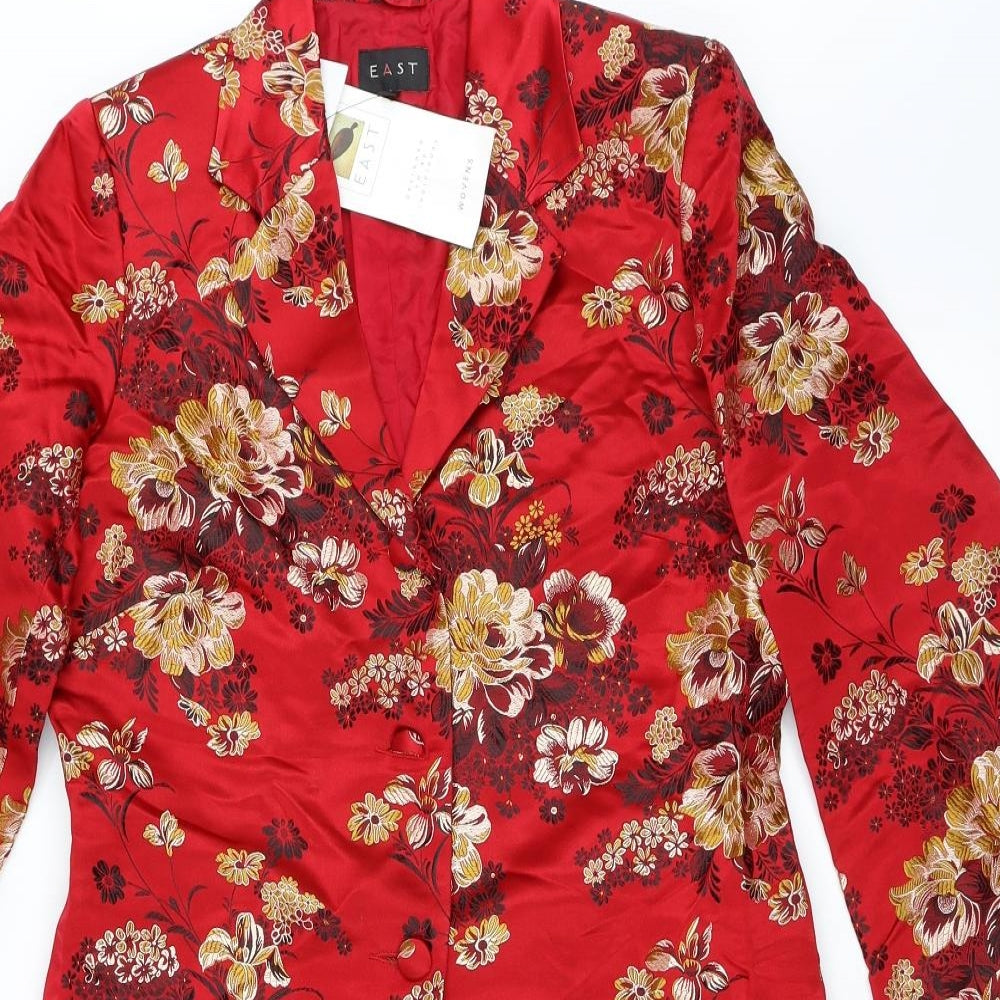 EAST Womens Red Floral  Jacket  Size 10
