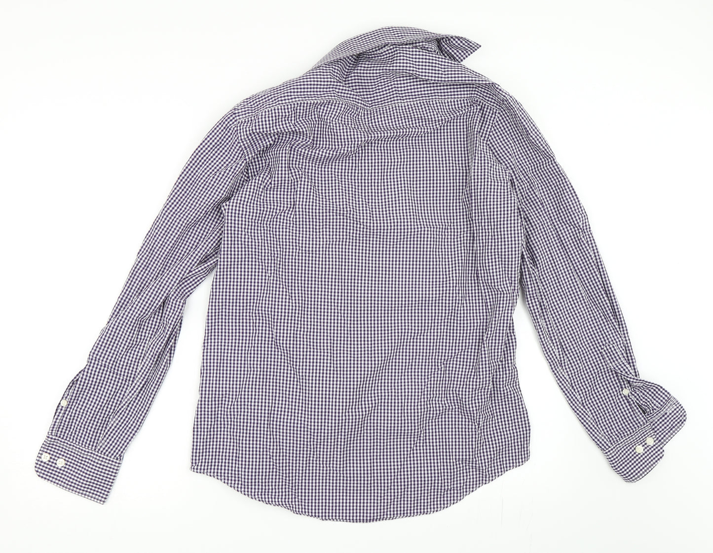 TU Mens Purple Check   Button-Up Size 15