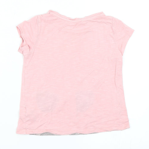 M&Co Girls Pink   Basic T-Shirt Size 5-6 Years  - Cat