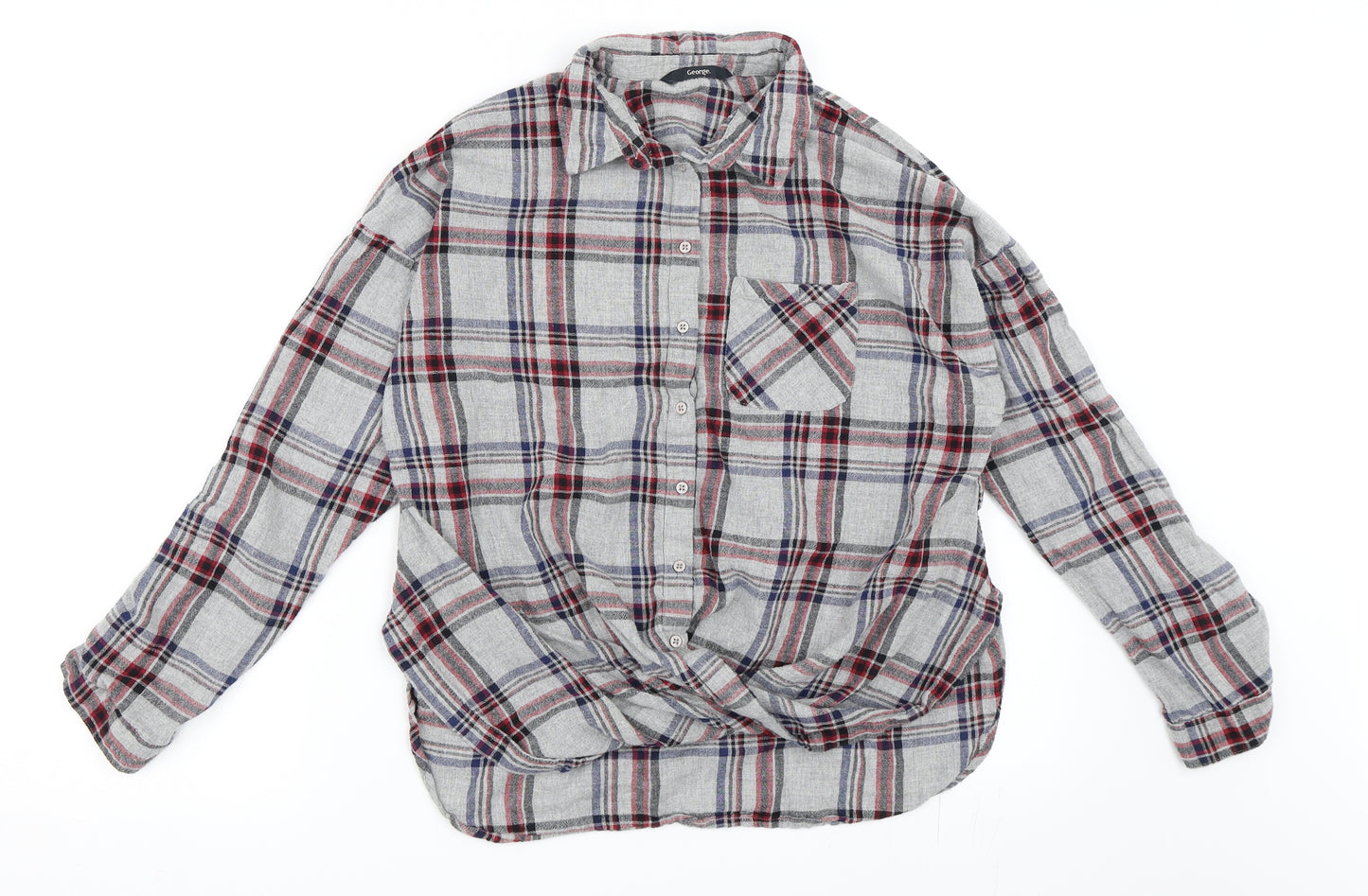 George Womens Grey Check  Basic Blouse Size 8