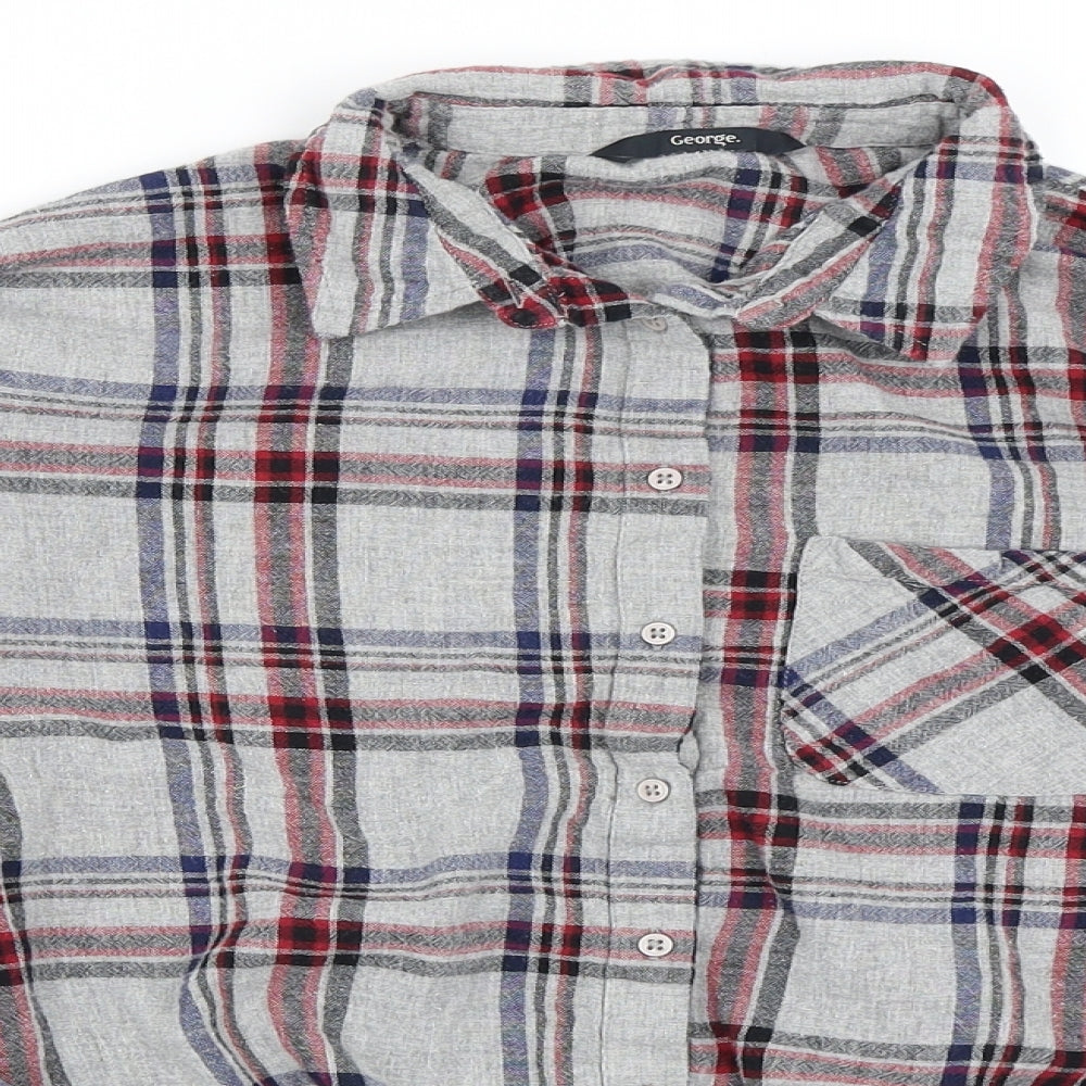 George Womens Grey Check  Basic Blouse Size 8