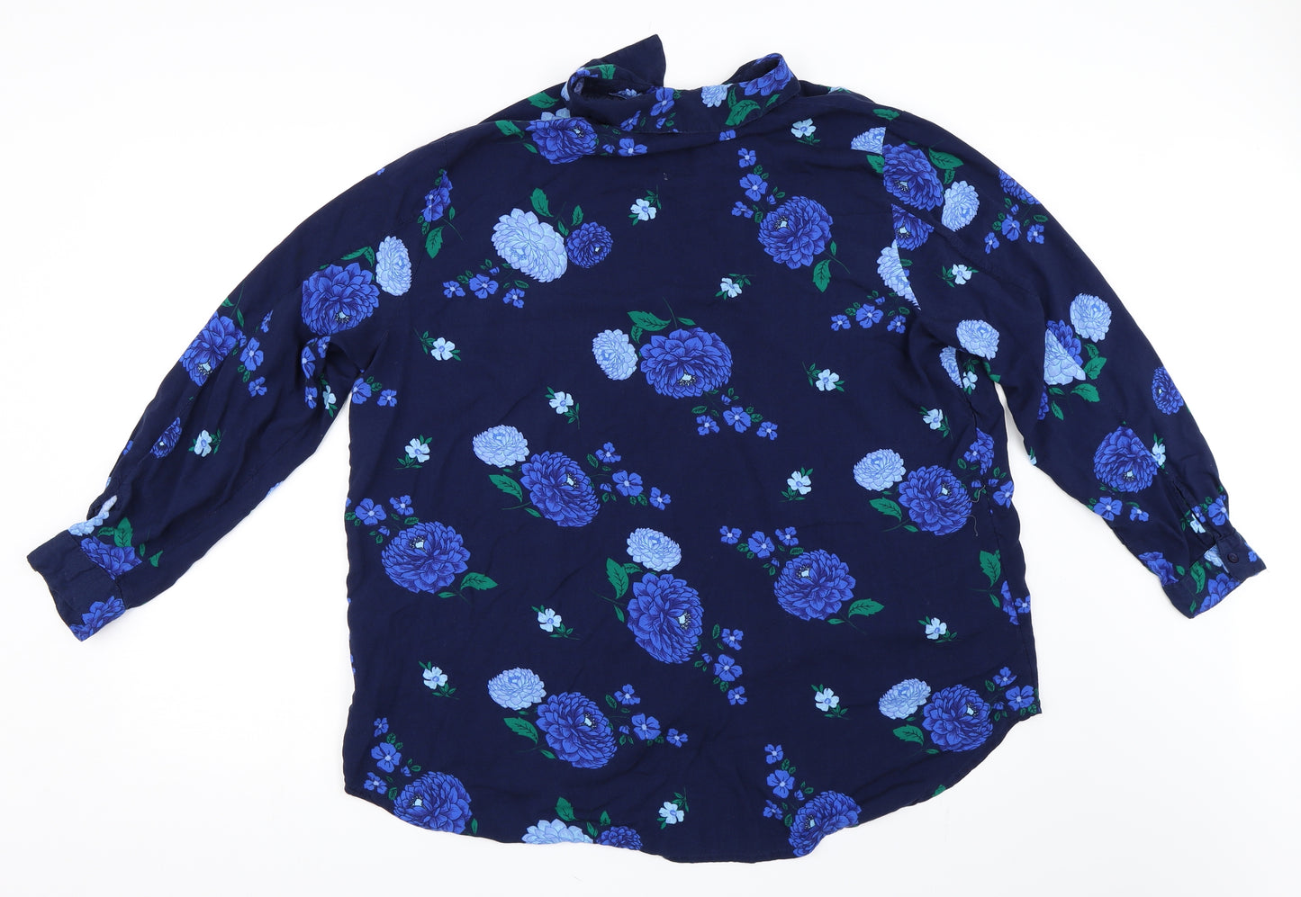 JD Williams Womens Blue Floral  Basic Blouse Size 22