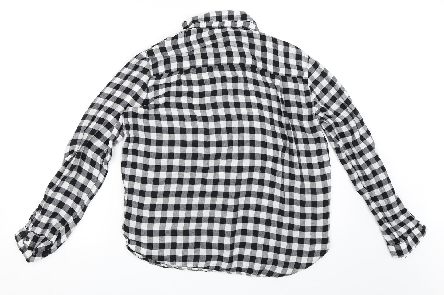 Zara Womens Black Check  Basic Button-Up Size XL