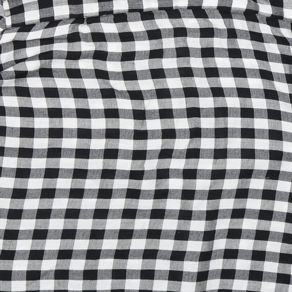 Zara Womens Black Check  Basic Button-Up Size XL