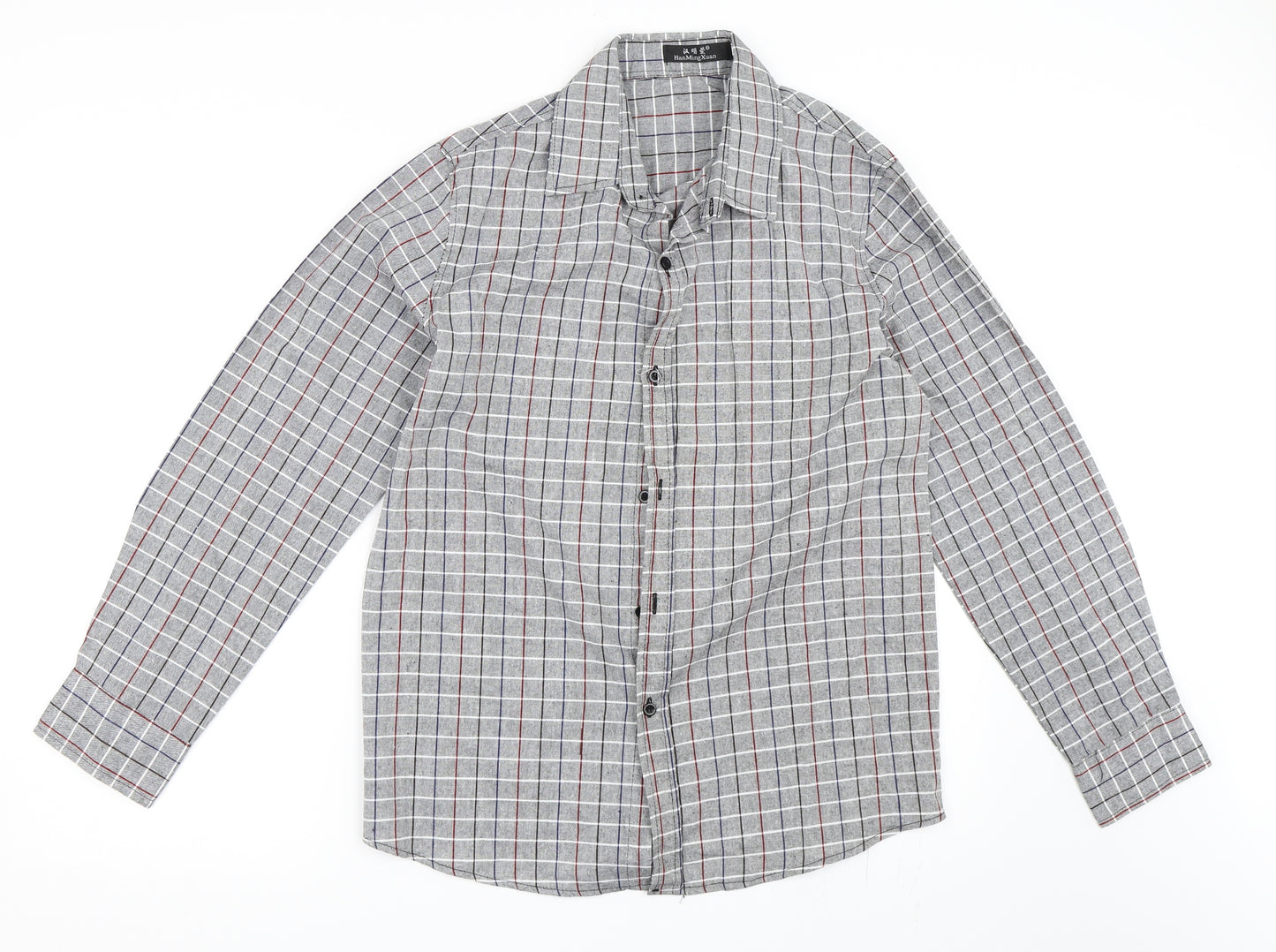 Preworn Mens Grey Check   Button-Up Size XL