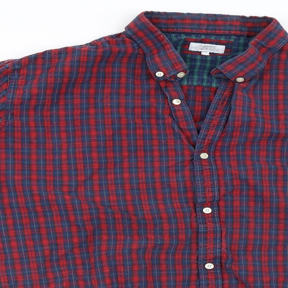 NEXT Mens Red Check   Button-Up Size 2XL