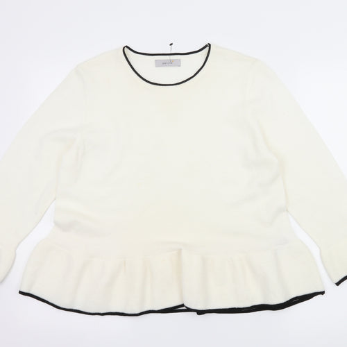 Per Una Womens White  Knit Pullover Jumper Size 14