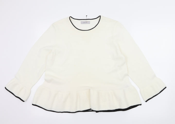 Per Una Womens White  Knit Pullover Jumper Size 14
