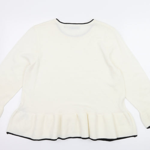 Per Una Womens White  Knit Pullover Jumper Size 14