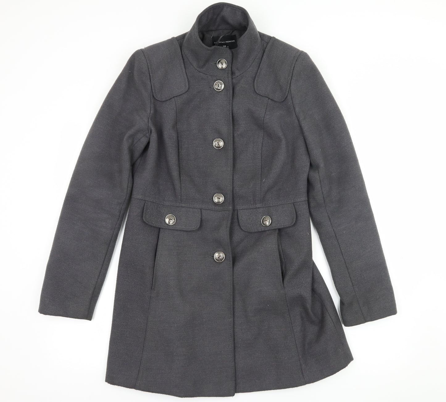 Dorothy Perkins Womens Grey   Pea Coat Jacket Size 12
