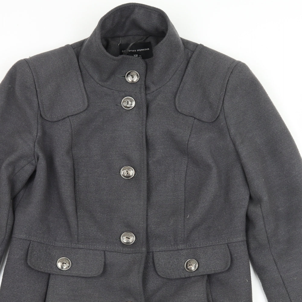 Dorothy Perkins Womens Grey   Pea Coat Jacket Size 12
