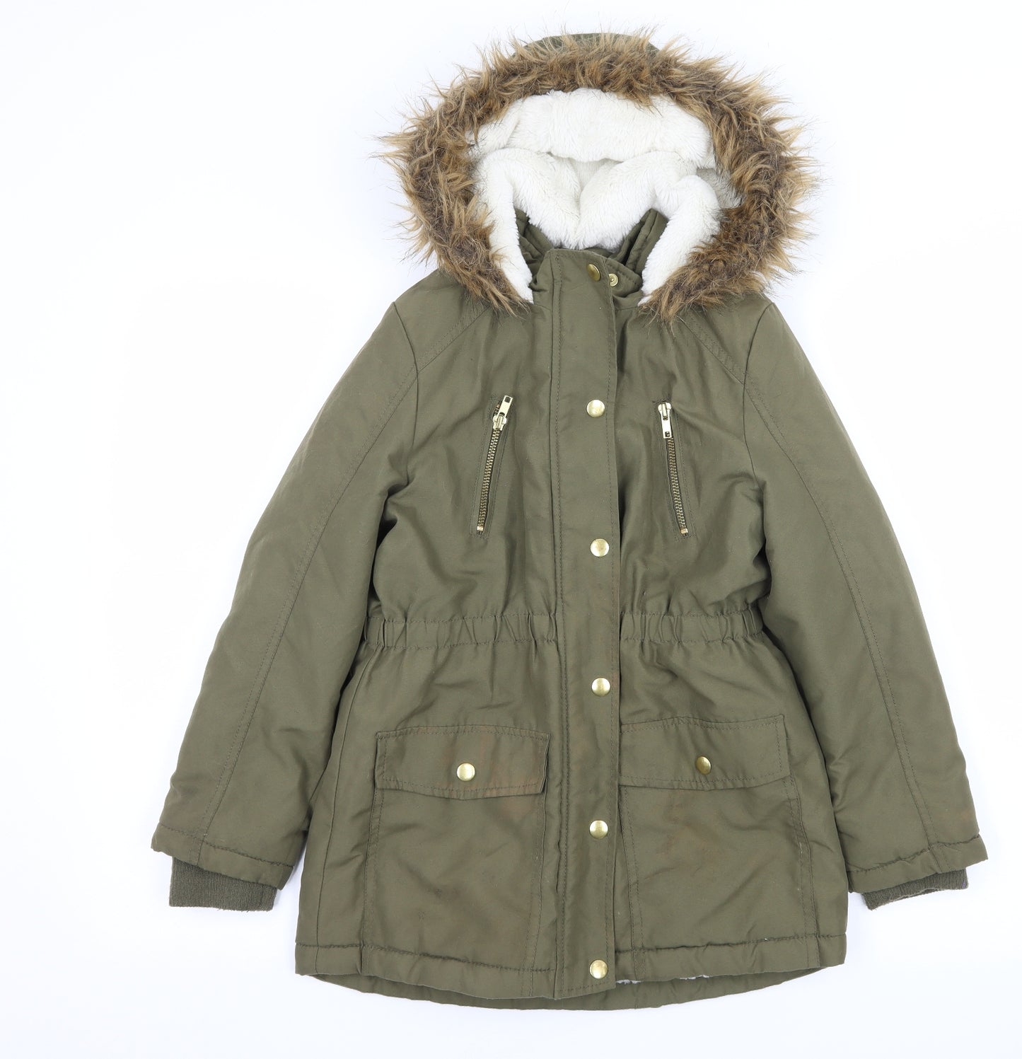 George Girls Green   Parka Coat Size 8-9 Years
