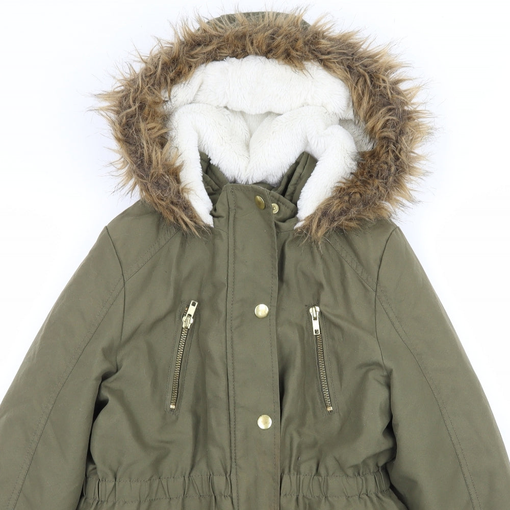 George Girls Green   Parka Coat Size 8-9 Years