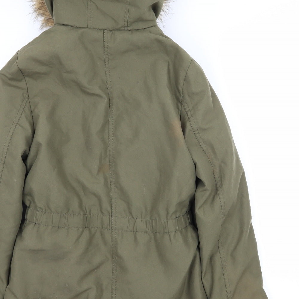George Girls Green   Parka Coat Size 8-9 Years