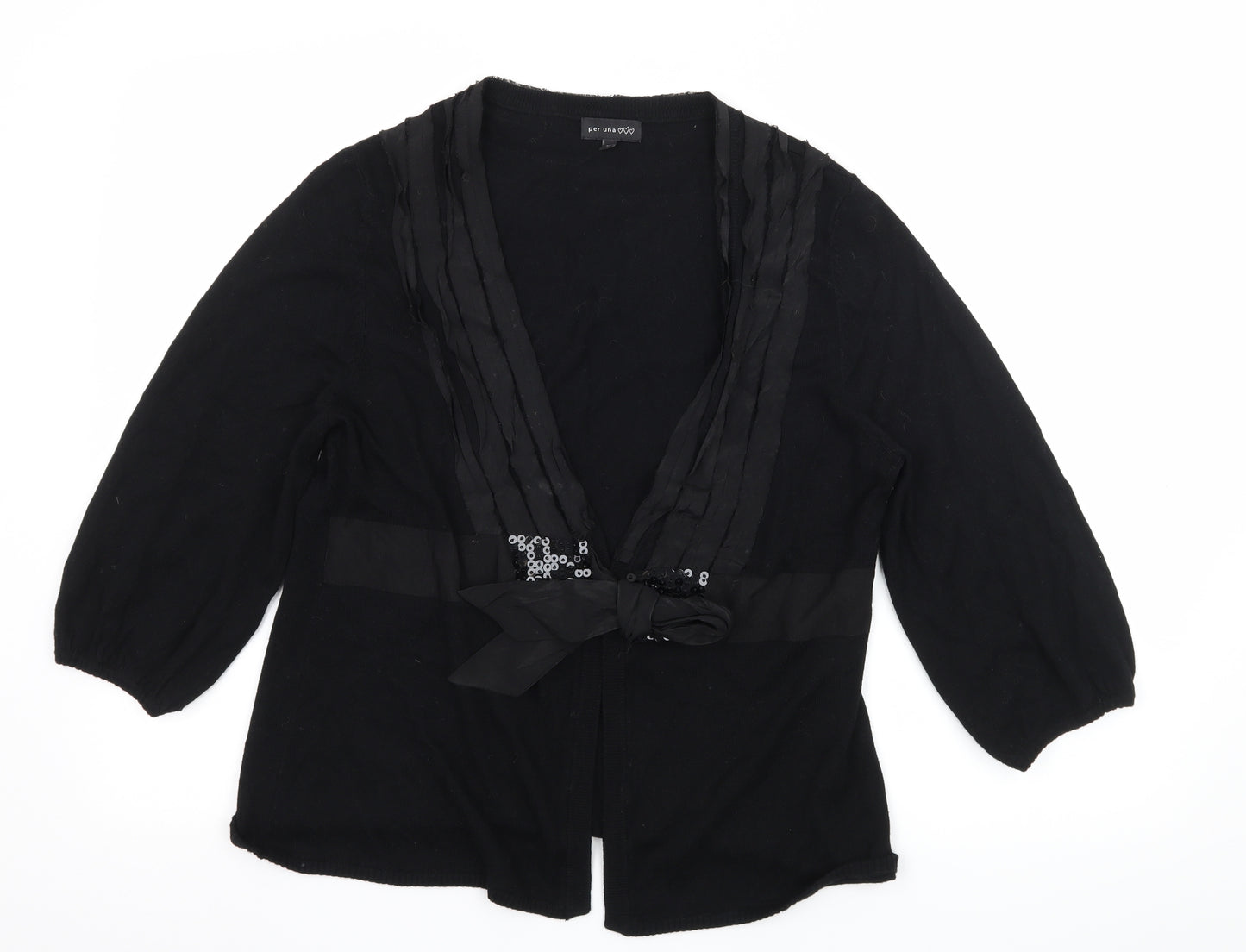 Per Una Womens Black  Knit Cardigan Jumper Size 16