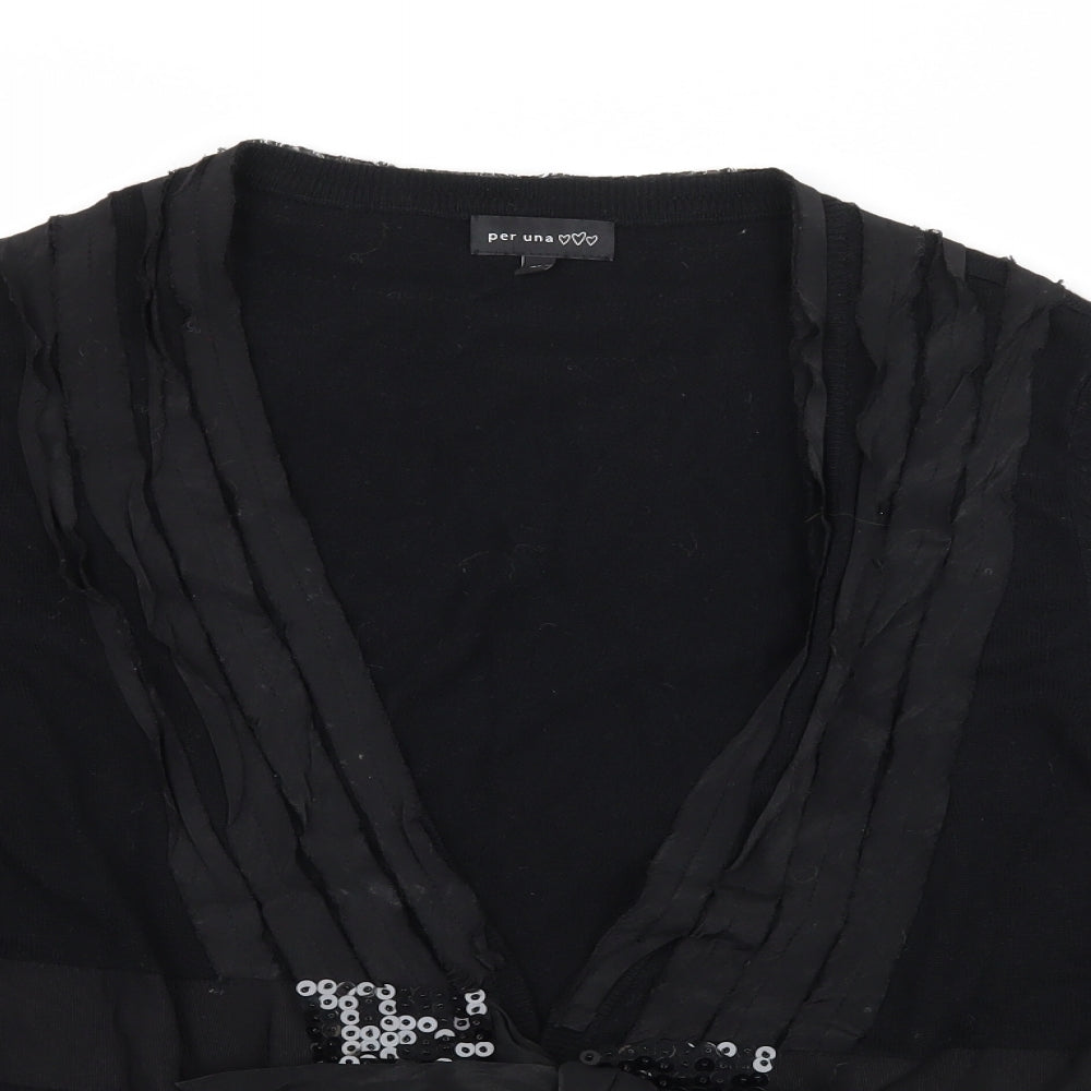 Per Una Womens Black  Knit Cardigan Jumper Size 16