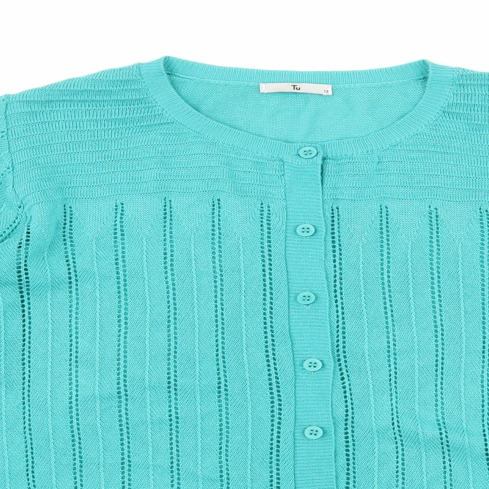 TU Womens Blue  Knit Cardigan Jumper Size 12