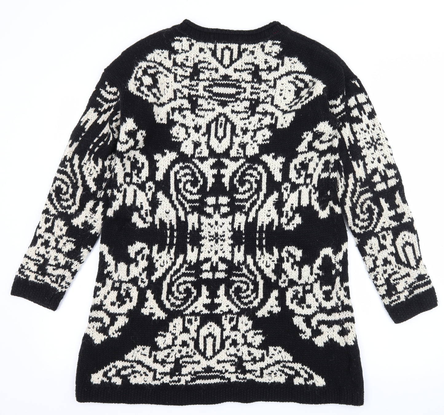 Falmer Heritage Womens Black Geometric Knit Pullover Jumper Size 14