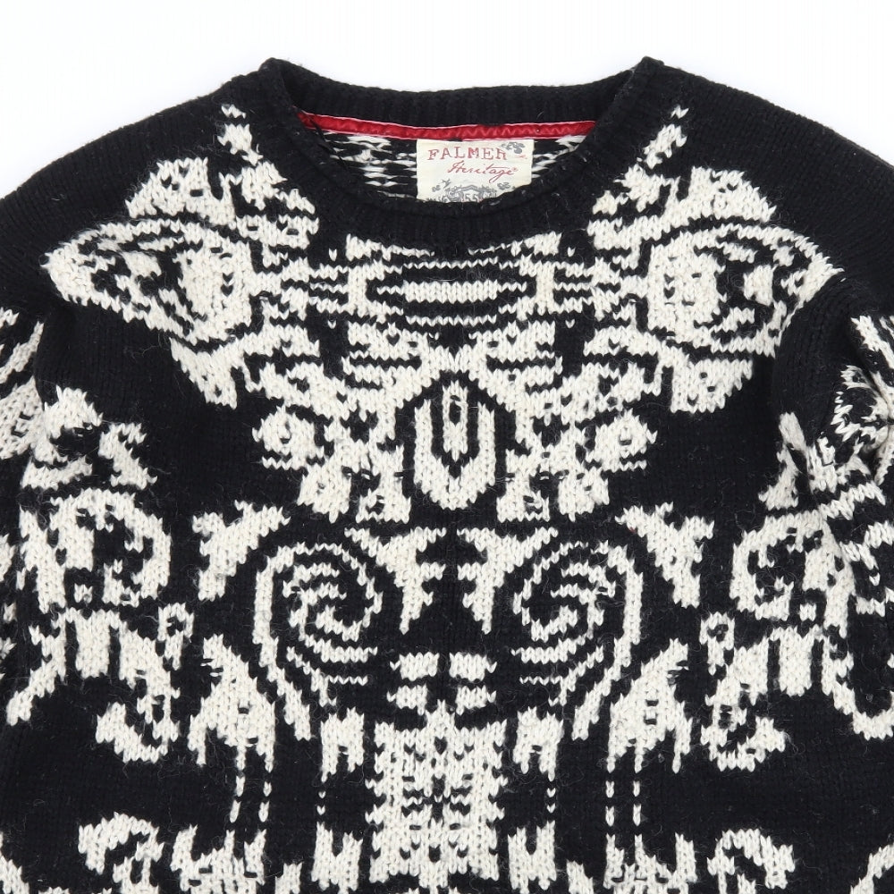 Falmer Heritage Womens Black Geometric Knit Pullover Jumper Size 14