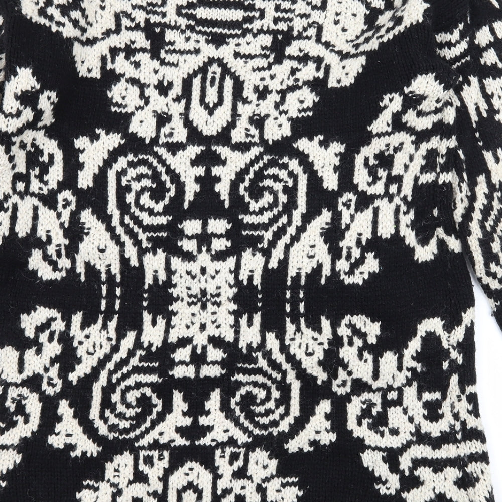 Falmer Heritage Womens Black Geometric Knit Pullover Jumper Size 14