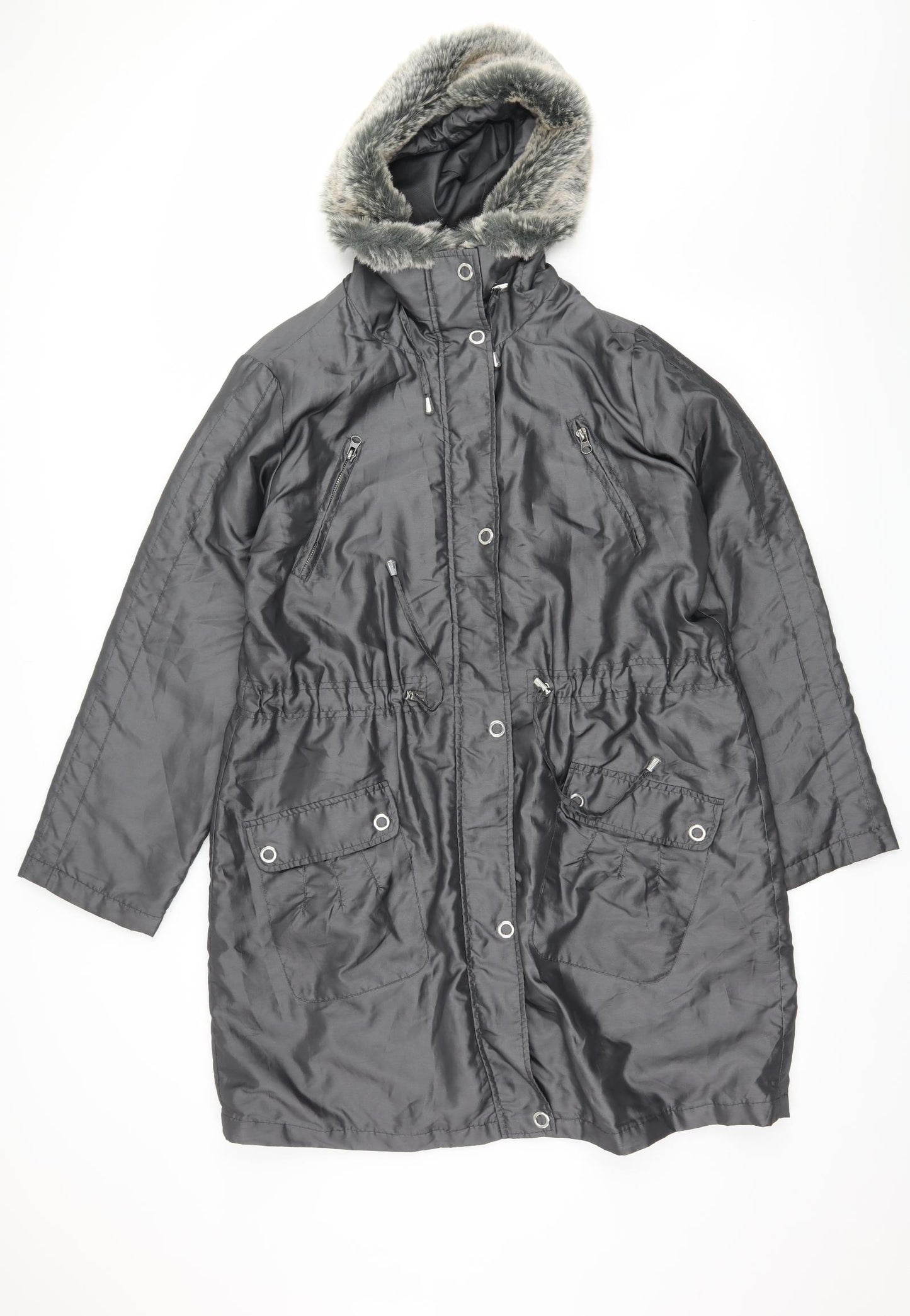 Joanna Hope Womens Grey   Parka Coat Size 16