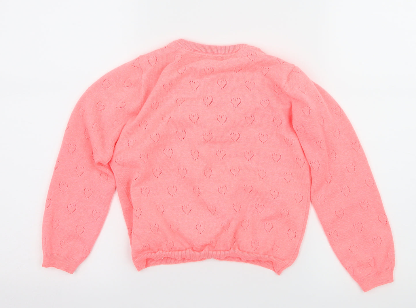 Primark Girls Pink Geometric Knit Cardigan Jumper Size 7-8 Years  - Love Heart