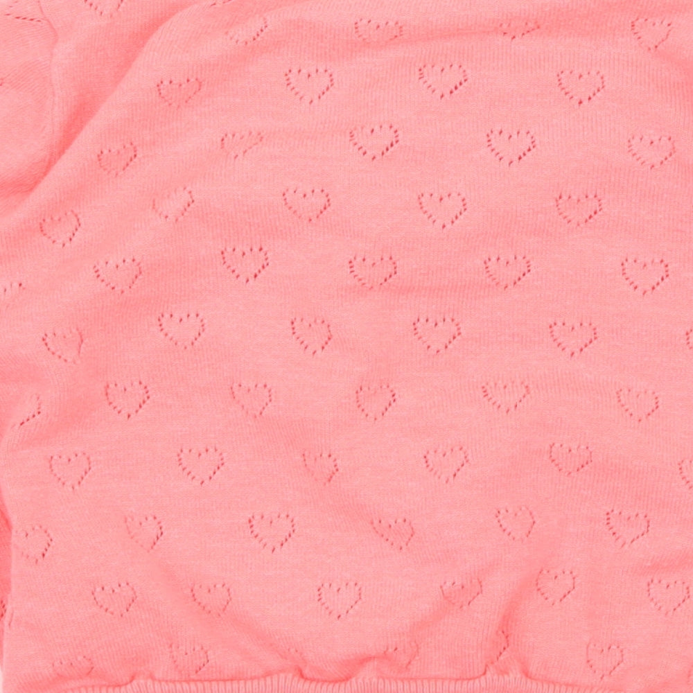 Primark Girls Pink Geometric Knit Cardigan Jumper Size 7-8 Years  - Love Heart
