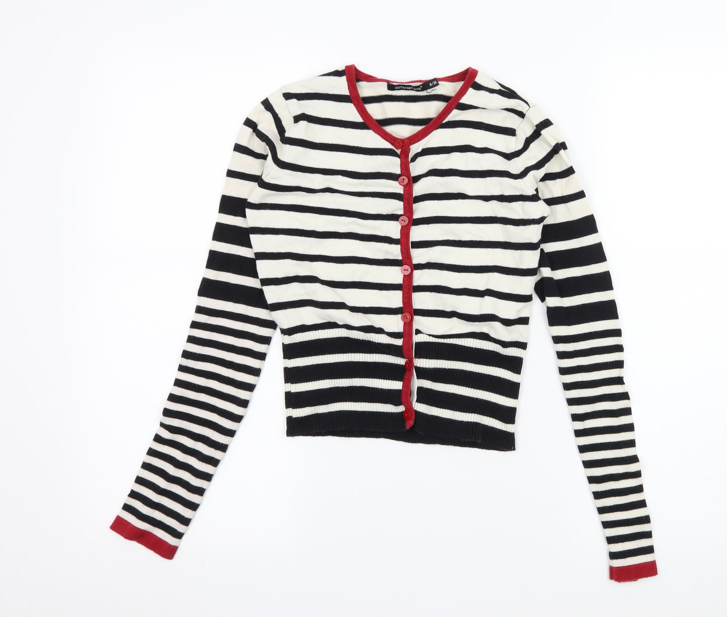 Atmosphere Womens White Striped  Cardigan Jumper Size 8