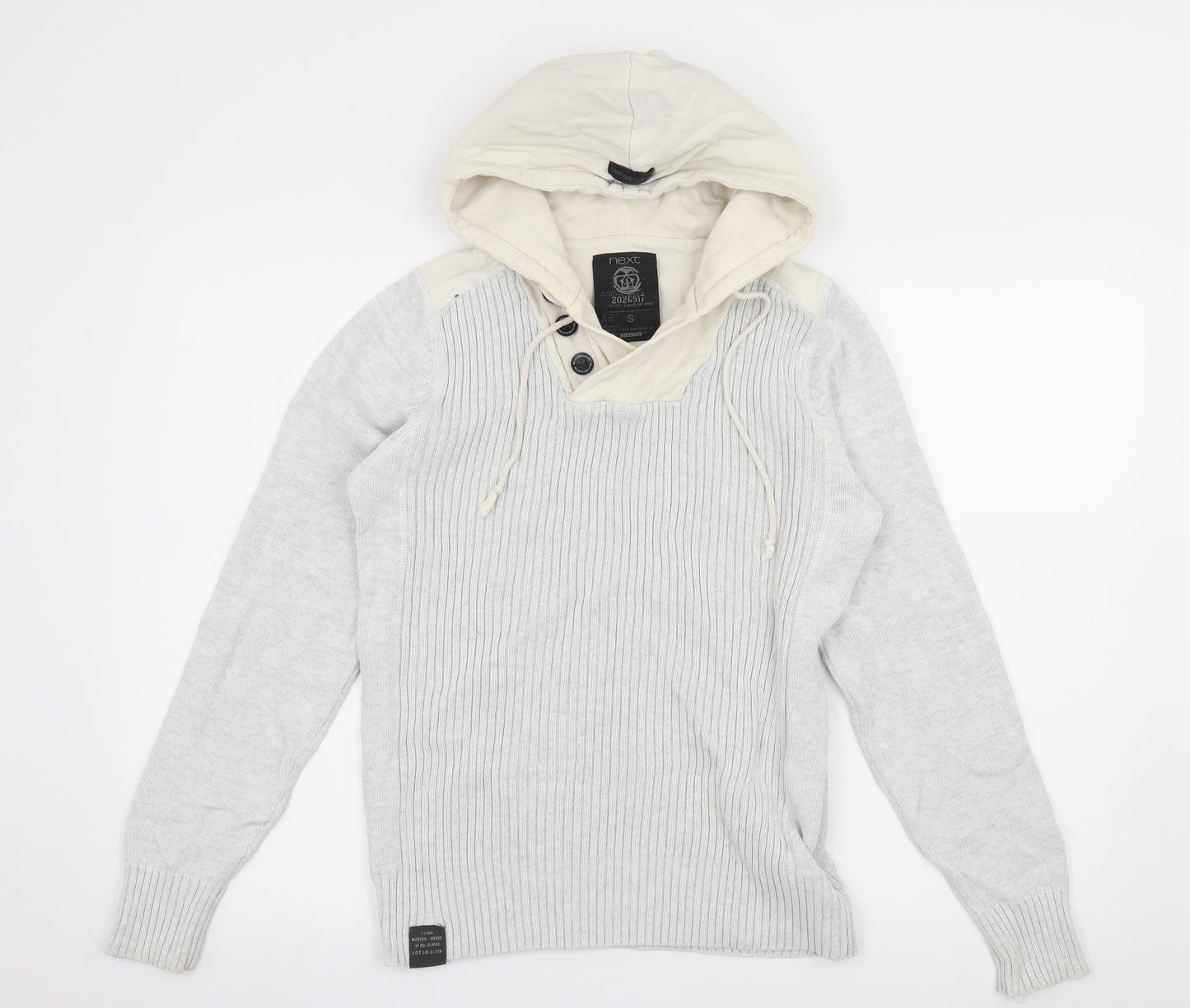NEXT Mens Grey  Knit Pullover Hoodie Size S